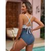 imageBlooming Jelly Womens One Piece Swimsuits Push Up Tummy Control Bathing Suit Cutout Ruched Slimming Swim Suits 2025Striped Blue