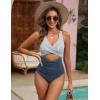 imageBlooming Jelly Womens One Piece Swimsuits Push Up Tummy Control Bathing Suit Cutout Ruched Slimming Swim Suits 2025Striped Blue