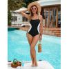 imageBlooming Jelly Womens Sexy One Piece Swimsuit Color Block Tummy Control Bathing Suit Cheeky Slimming Drawstring SwimwearBlack