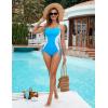 imageBlooming Jelly Womens Sexy One Piece Swimsuit Color Block Tummy Control Bathing Suit Cheeky Slimming Drawstring SwimwearBlue