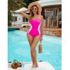 imageBlooming Jelly Womens Sexy One Piece Swimsuit Color Block Tummy Control Bathing Suit Cheeky Slimming Drawstring SwimwearHot Pink