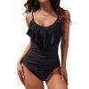 imageBlooming Jelly Womens One Piece Swimsuit Tummy Control Bathing Suit Modest Cute Slimming Flattering Ruffle Ladies SwimwearBlack