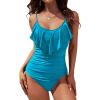 imageBlooming Jelly Womens One Piece Swimsuit Tummy Control Bathing Suit Modest Cute Slimming Flattering Ruffle Ladies SwimwearBrilliant Blue
