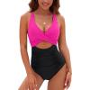 imageBlooming Jelly Womens One Piece Swimsuits Push Up Tummy Control Bathing Suit Cutout Ruched Slimming Swim Suits 2025Black Pink