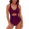 imageBlooming Jelly Womens One Piece Swimsuits Push Up Tummy Control Bathing Suit Cutout Ruched Slimming Swim Suits 2025Fuchsia