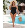 imageBlooming Jelly Women Plus Size One Piece Swimsuit Tummy Control Bathing Suit Ruched Drawstring Swim Suit Modest SwimwearBlack