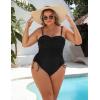 imageBlooming Jelly Women Plus Size One Piece Swimsuit Tummy Control Bathing Suit Ruched Drawstring Swim Suit Modest SwimwearBlack