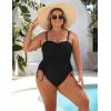 imageBlooming Jelly Women Plus Size One Piece Swimsuit Tummy Control Bathing Suit Ruched Drawstring Swim Suit Modest SwimwearBlack