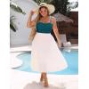imageBlooming Jelly Women Plus Size One Piece Swimsuit Tummy Control Bathing Suit Ruched Drawstring Swim Suit Modest SwimwearBluegreen