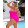imageBlooming Jelly Women Plus Size One Piece Swimsuit Tummy Control Bathing Suit Ruched Drawstring Swim Suit Modest SwimwearHot Pink