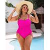 imageBlooming Jelly Women Plus Size One Piece Swimsuit Tummy Control Bathing Suit Ruched Drawstring Swim Suit Modest SwimwearHot Pink