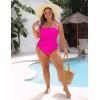 imageBlooming Jelly Women Plus Size One Piece Swimsuit Tummy Control Bathing Suit Ruched Drawstring Swim Suit Modest SwimwearHot Pink