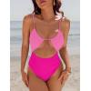 imageBlooming Jelly Womens One Piece Swimsuit Tummy Control Bathing Suit Sexy Flattering Cheeky High Cut Out Cute Ladies SwimwearMagenta
