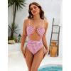 imageBlooming Jelly Womens One Piece Swimsuit Tummy Control Bathing Suit Sexy Flattering Cheeky High Cut Out Cute Ladies SwimwearRed Gingham