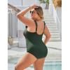 imageBlooming Jelly Womens Plus Size Swimsuit One Piece Tummy Control Bathing Suit Ruffle Modest SwimwearArmy Green