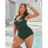 imageBlooming Jelly Womens Plus Size Swimsuit One Piece Tummy Control Bathing Suit Ruffle Modest SwimwearArmy Green