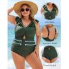 imageBlooming Jelly Womens Plus Size Swimsuit One Piece Tummy Control Bathing Suit Ruffle Modest SwimwearArmy Green