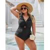 imageBlooming Jelly Womens Plus Size Swimsuit One Piece Tummy Control Bathing Suit Ruffle Modest SwimwearBlack