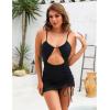 imageBlooming Jelly Womens Swim Dress One Piece Tummy Control Swimsuit Sexy Retro Cut Out Ladies High Waisted Trendy Bathing SuitBlack