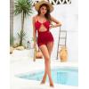 imageBlooming Jelly Womens Swim Dress One Piece Tummy Control Swimsuit Sexy Retro Cut Out Ladies High Waisted Trendy Bathing SuitRed