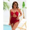 imageBlooming Jelly Womens Swim Dress One Piece Tummy Control Swimsuit Sexy Retro Cut Out Ladies High Waisted Trendy Bathing SuitRed