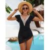 imageBlooming Jelly Womens Tummy Control Bathing Suits Slimming Ruffle Swimsuit One Piece Lace SwimwearBlack Mesh