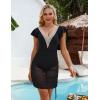 imageBlooming Jelly Womens Tummy Control Bathing Suits Slimming Ruffle Swimsuit One Piece Lace SwimwearBlack Mesh