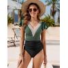 imageBlooming Jelly Womens Tummy Control Bathing Suits Slimming Ruffle Swimsuit One Piece Lace SwimwearBlack and Green