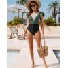 imageBlooming Jelly Womens Tummy Control Bathing Suits Slimming Ruffle Swimsuit One Piece Lace SwimwearBlack and Green