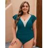 imageBlooming Jelly Womens Tummy Control Bathing Suits Slimming Ruffle Swimsuit One Piece Lace SwimwearDark Cyan