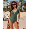 imageBlooming Jelly Womens Tummy Control Bathing Suits Slimming Ruffle Swimsuit One Piece Lace SwimwearGreen
