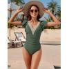 imageBlooming Jelly Womens Tummy Control Bathing Suits Slimming Ruffle Swimsuit One Piece Lace SwimwearGreen