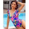 imageBlooming Jelly Womens Tummy Control Bathing Suits Slimming Ruffle Swimsuit One Piece Lace SwimwearRomantic Floral Print