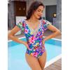 imageBlooming Jelly Womens Tummy Control Bathing Suits Slimming Ruffle Swimsuit One Piece Lace SwimwearRomantic Floral Print