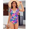 imageBlooming Jelly Womens Tummy Control Bathing Suits Slimming Ruffle Swimsuit One Piece Lace SwimwearRomantic Floral Print