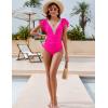 imageBlooming Jelly Womens Tummy Control Bathing Suits Slimming Ruffle Swimsuit One Piece Lace SwimwearRose Red