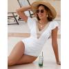 imageBlooming Jelly Womens Tummy Control Bathing Suits Slimming Ruffle Swimsuit One Piece Lace SwimwearWhite