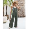 imageBlooming Jelly Womens Wide Leg Casual Jumpsuits Linen Loose Fit Overalls Flowy Sleeveless Bib OutfitsArmy Green
