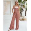 imageBlooming Jelly Womens Wide Leg Casual Jumpsuits Linen Loose Fit Overalls Flowy Sleeveless Bib OutfitsRust