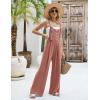 imageBlooming Jelly Womens Wide Leg Casual Jumpsuits Linen Loose Fit Overalls Flowy Sleeveless Bib OutfitsRust