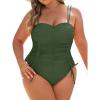 imageBlooming Jelly Women Plus Size One Piece Swimsuit Tummy Control Bathing Suit Ruched Drawstring Swim Suit Modest SwimwearArmy Green
