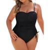 imageBlooming Jelly Women Plus Size One Piece Swimsuit Tummy Control Bathing Suit Ruched Drawstring Swim Suit Modest SwimwearBlack