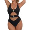 imageBlooming Jelly Womens One Piece Swimsuits O Ring Cheeky Bathing Suit Sexy Cut Out Swim Suit High Cut Cute Swimwear 2025Black