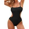 imageBlooming Jelly Womens Sexy One Piece Swimsuit Cut Out Backless Monokini Swimsuits Scoop Neck Cheeky Bathing SuitBlack