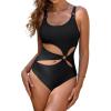 imageBlooming Jelly Womens Sexy One Piece Swimsuit Cut Out Monokini Swimsuits Slimming Bathing Suit Cheeky High Cut SwimwearBlack