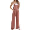 imageBlooming Jelly Womens Wide Leg Casual Jumpsuits Linen Loose Fit Overalls Flowy Sleeveless Bib OutfitsRust