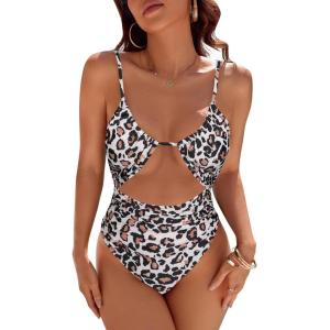 imageBlooming Jelly Womens One Piece Swimsuit Tummy Control Bathing Suit Sexy Flattering Cheeky High Cut Out Cute Ladies SwimwearLeopard