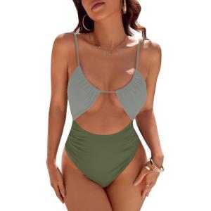 imageBlooming Jelly Womens One Piece Swimsuit Tummy Control Bathing Suit Sexy Flattering Cheeky High Cut Out Cute Ladies SwimwearOlive Green