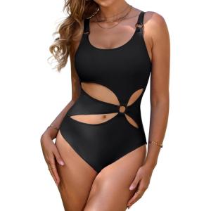 imageBlooming Jelly Womens Sexy One Piece Swimsuit Cut Out Monokini Swimsuits Slimming Bathing Suit Cheeky High Cut SwimwearBlack