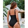 imageBlooming Jelly Women One Piece Swimsuit Slimming Color Block Bathing Suit Sexy Cutout Sunflower SwimwearBlack